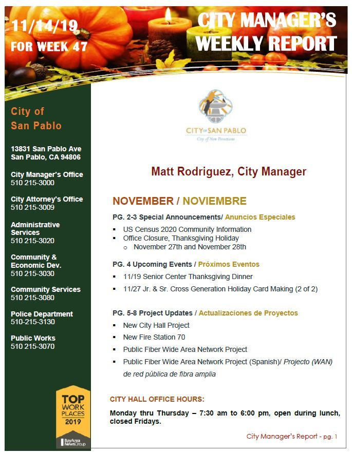 Week 47 November 14, 2019