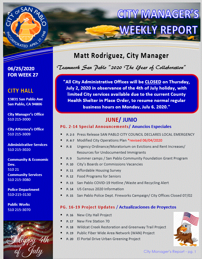 City Manager Report - Week 27 June 25