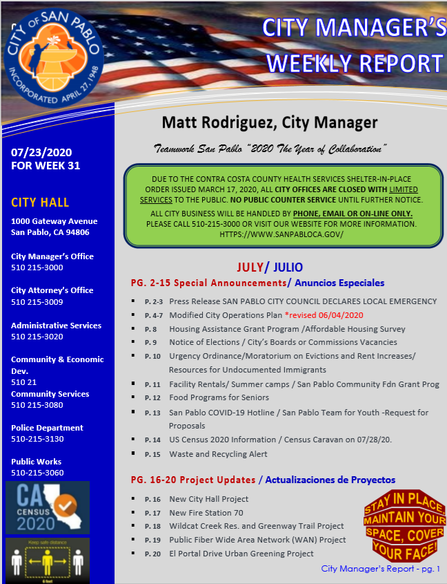 City Manager Report - Week 31 July 23
