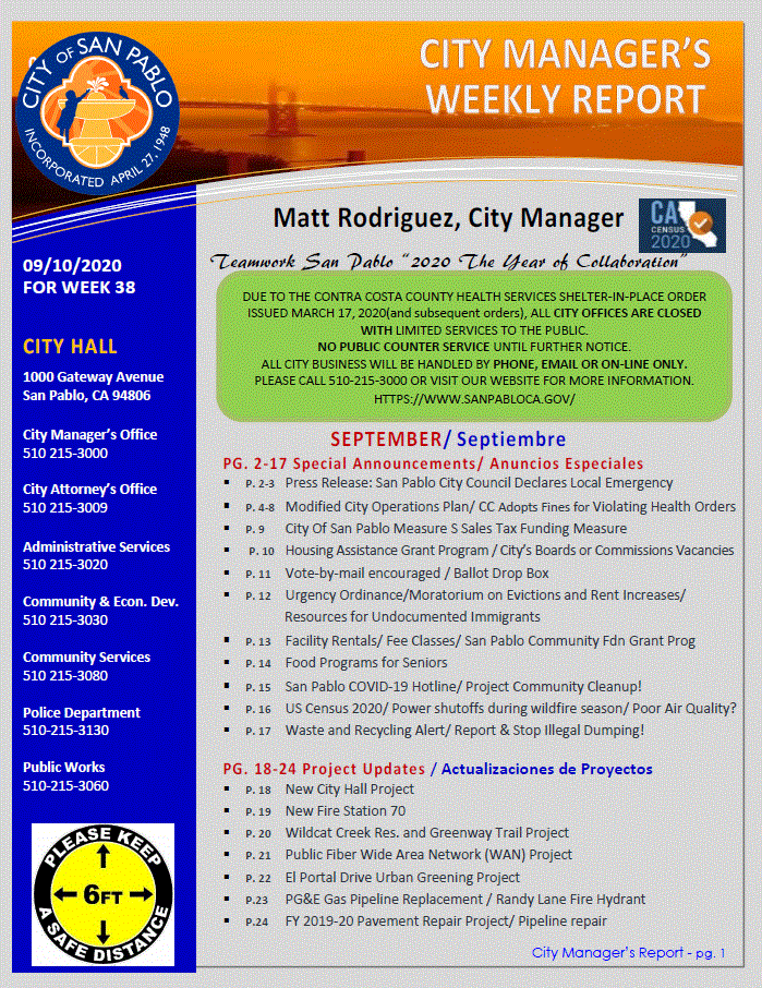 City Manager Report - Week 38 September 10