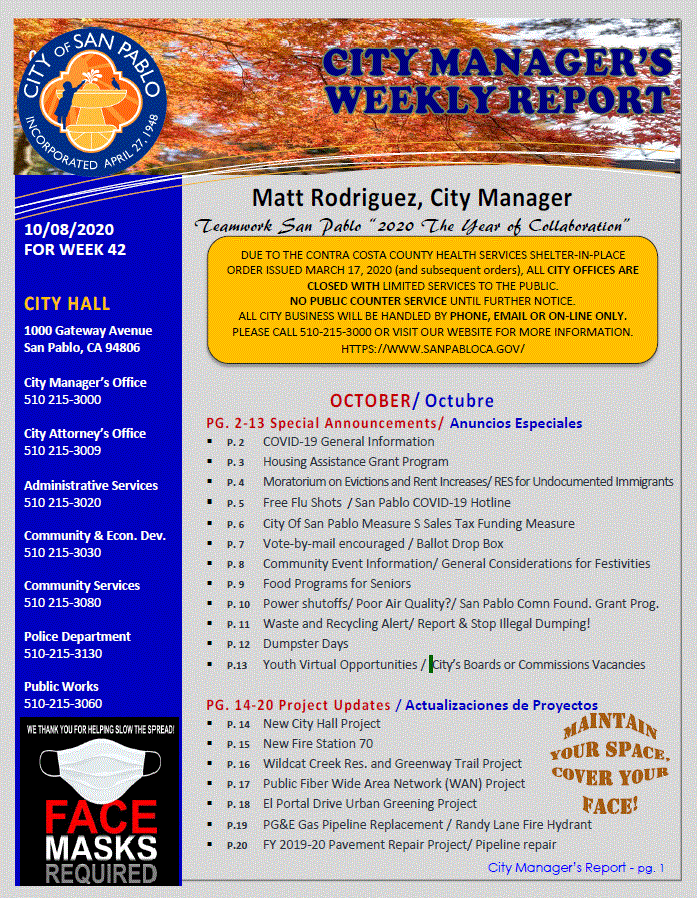 City Manager Report - Week 42 October 8