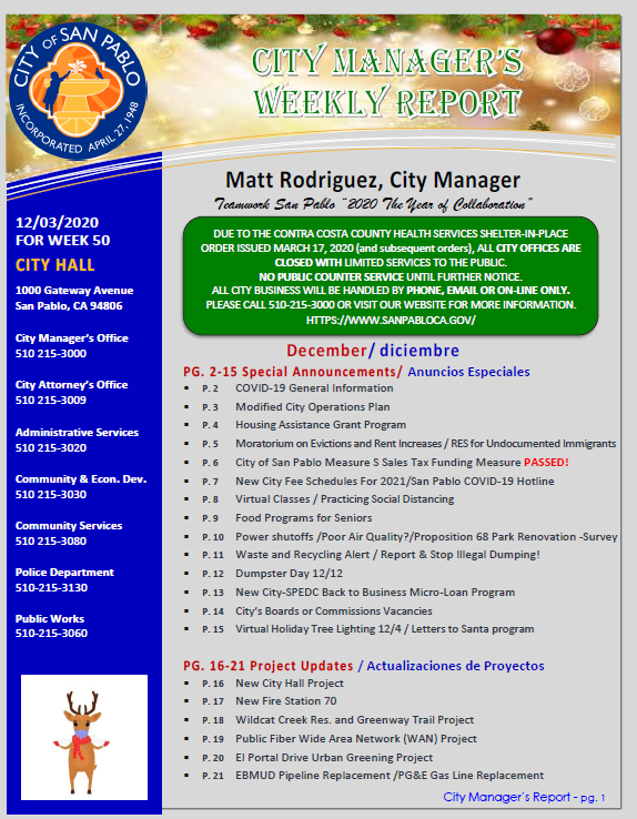City Manager Report - Week 50 December 3
