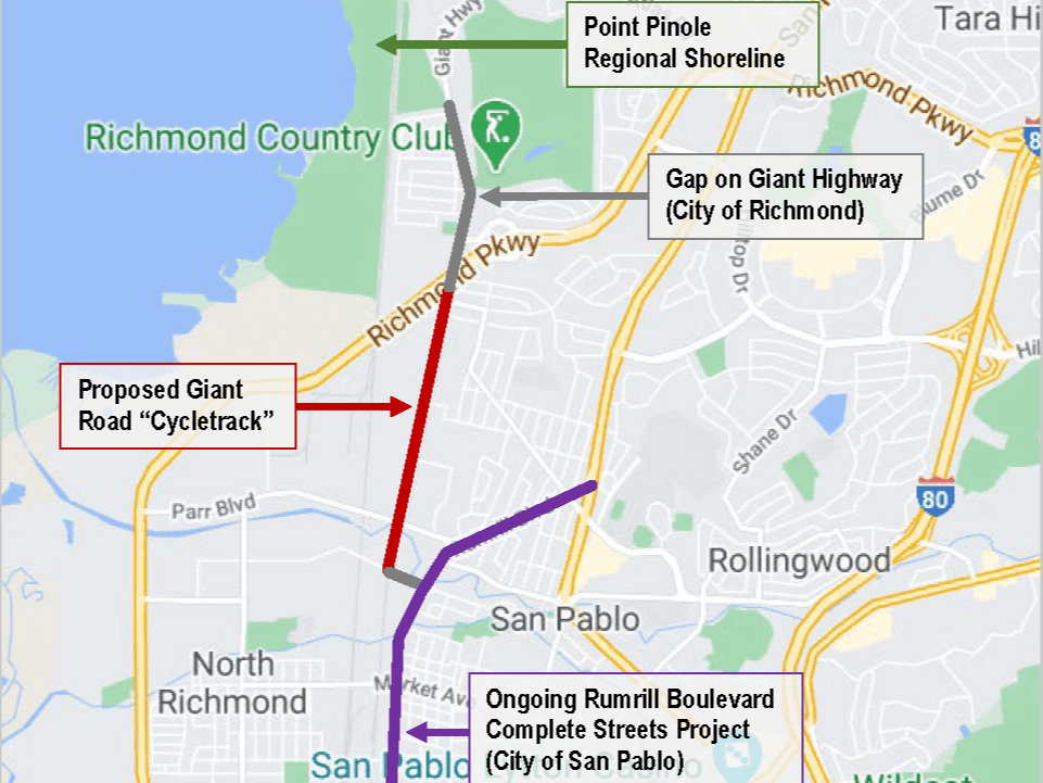 Regional Map of the Giant Road Cycletrack / Mapa regional del carril-bici de Giant Road