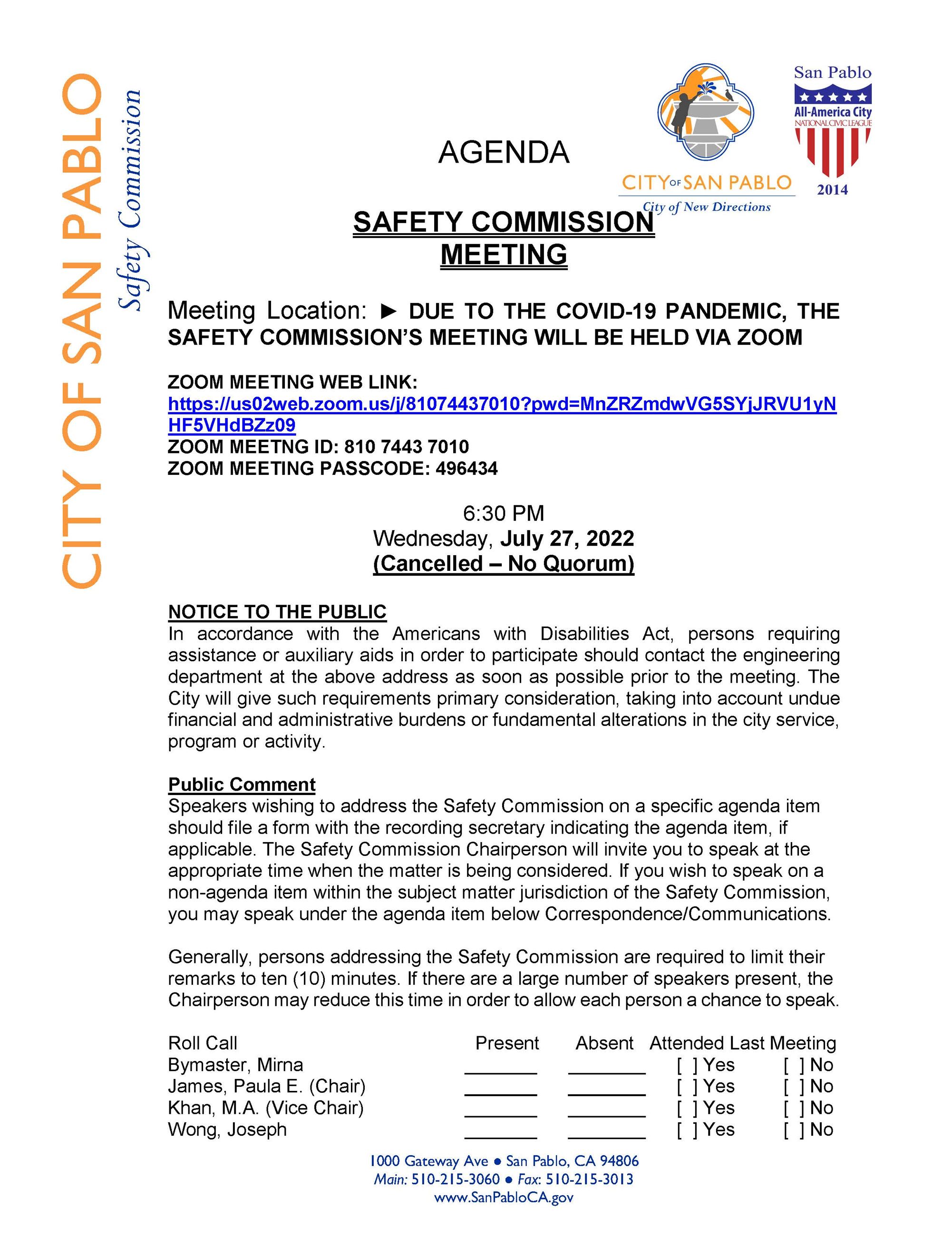 2022 July 27 Safety Commission Meeting Agenda_Page_1
