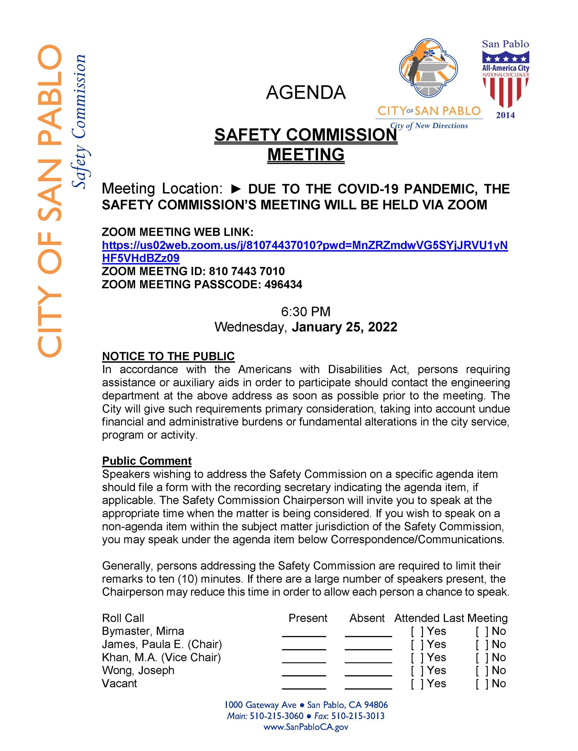 2023 January 25 Safety Commission Meeting Agenda_Page_1