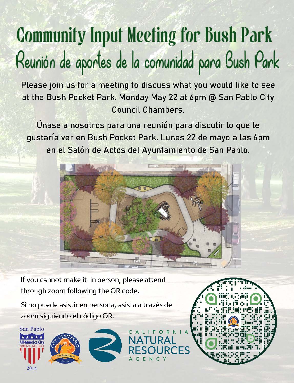Community Input Meeting for Bush Park / Reunión de aportes de la comunidad para Bush Park