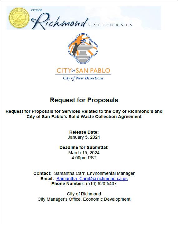 Services Related to the City of Richmond’s and City of San Pablo’s Solid Waste Collection Agreement