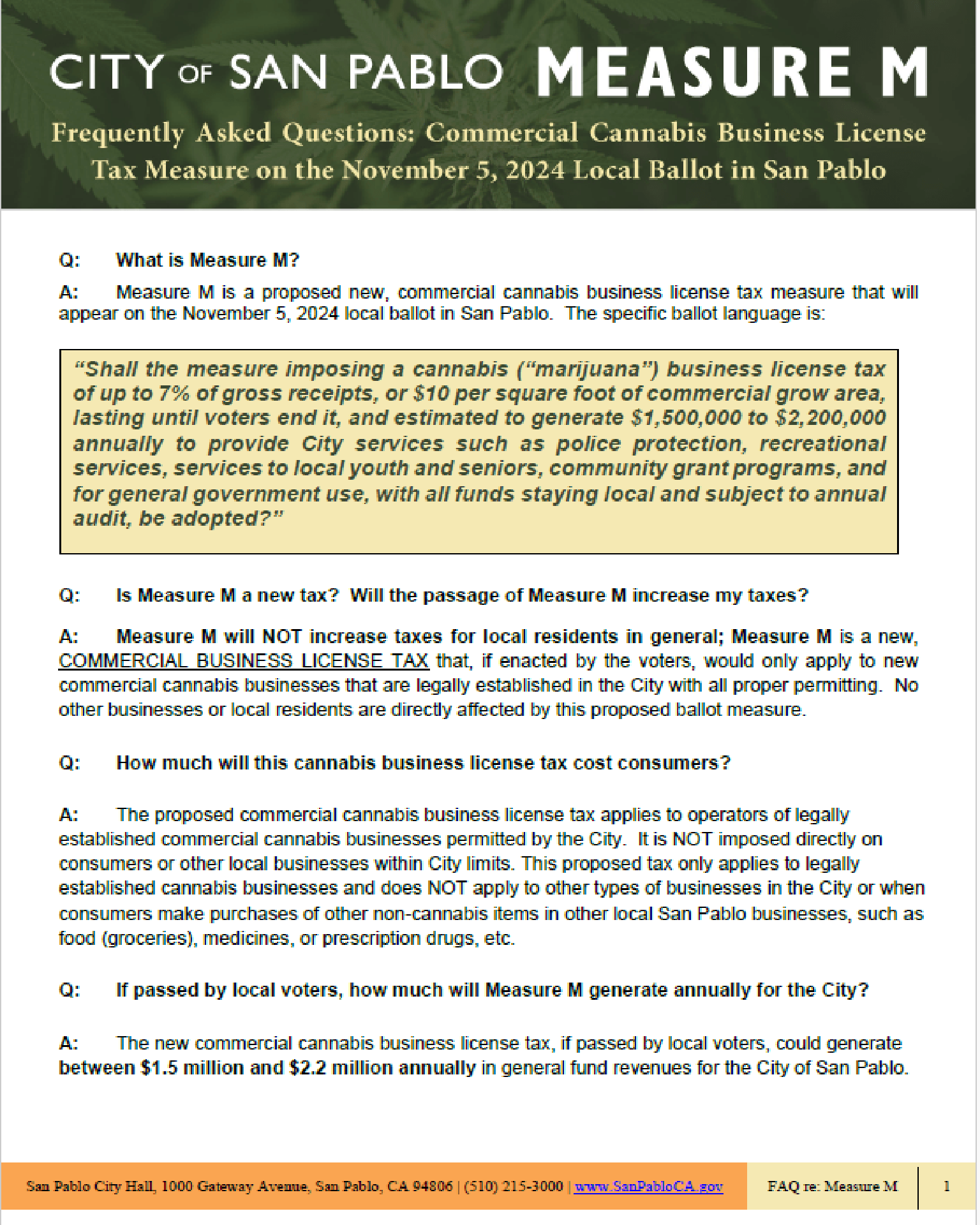 FAQ Measure M English