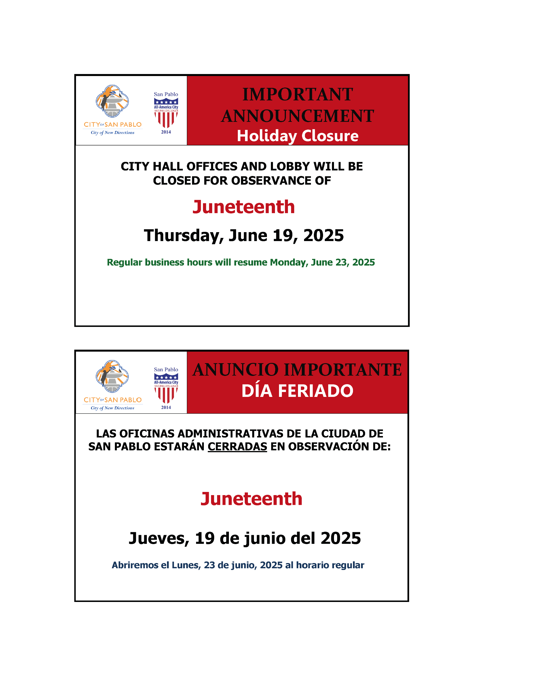 Juneteenth 2025 Holiday BOTH