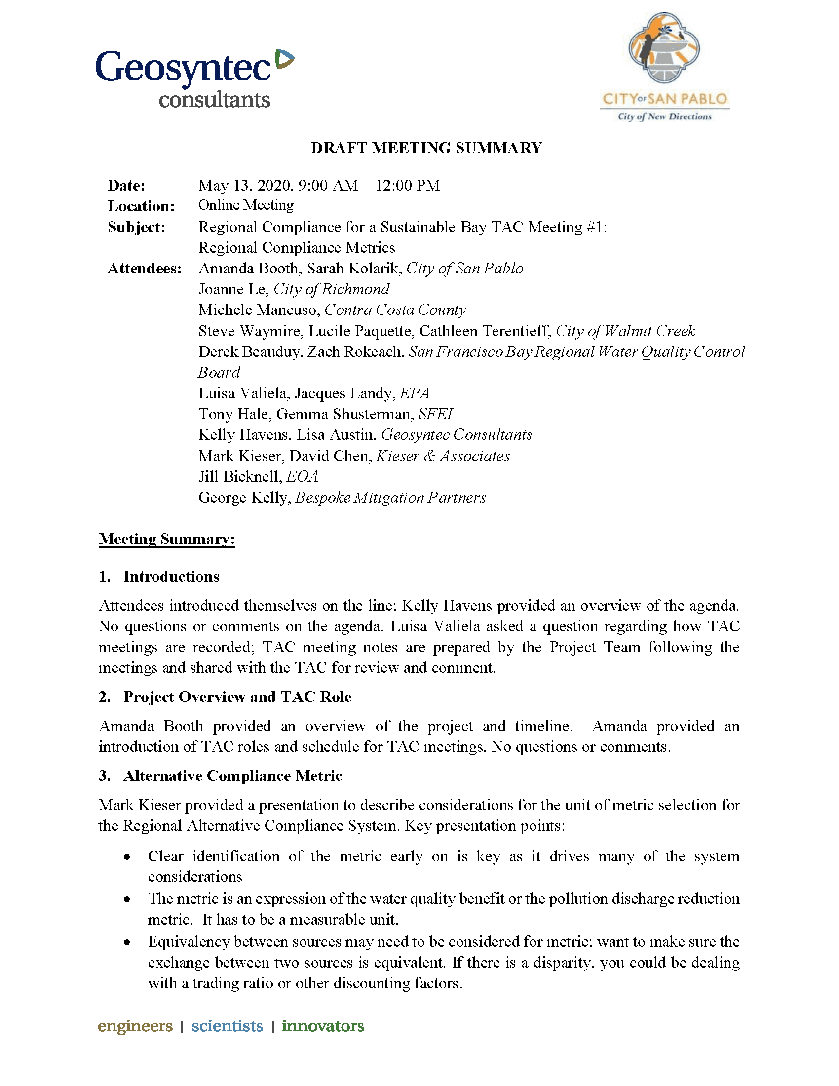 Technical Advisory Committee #1 Meeting Notes Opens in new window