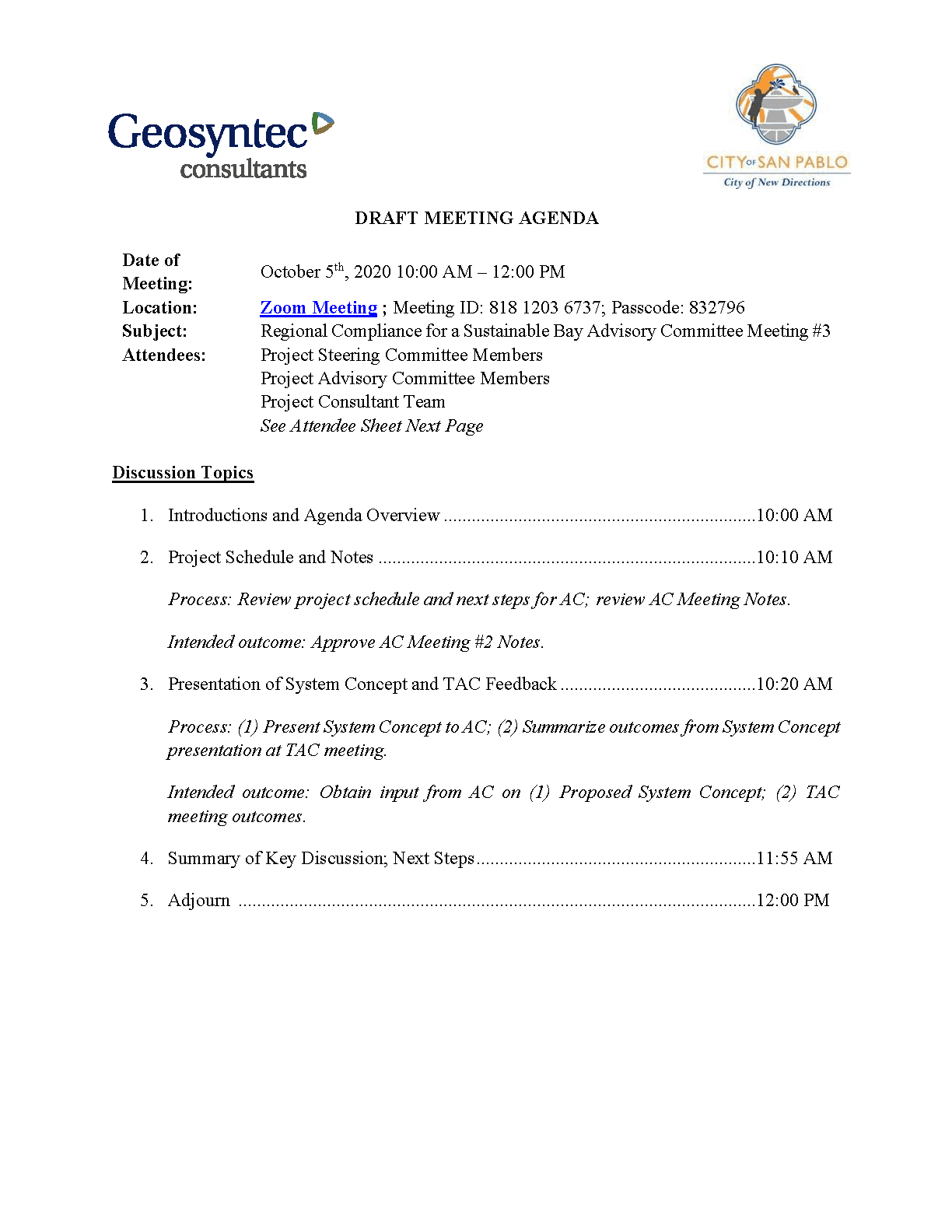 Advisory Committee #3 Meeting Agenda Opens in new window