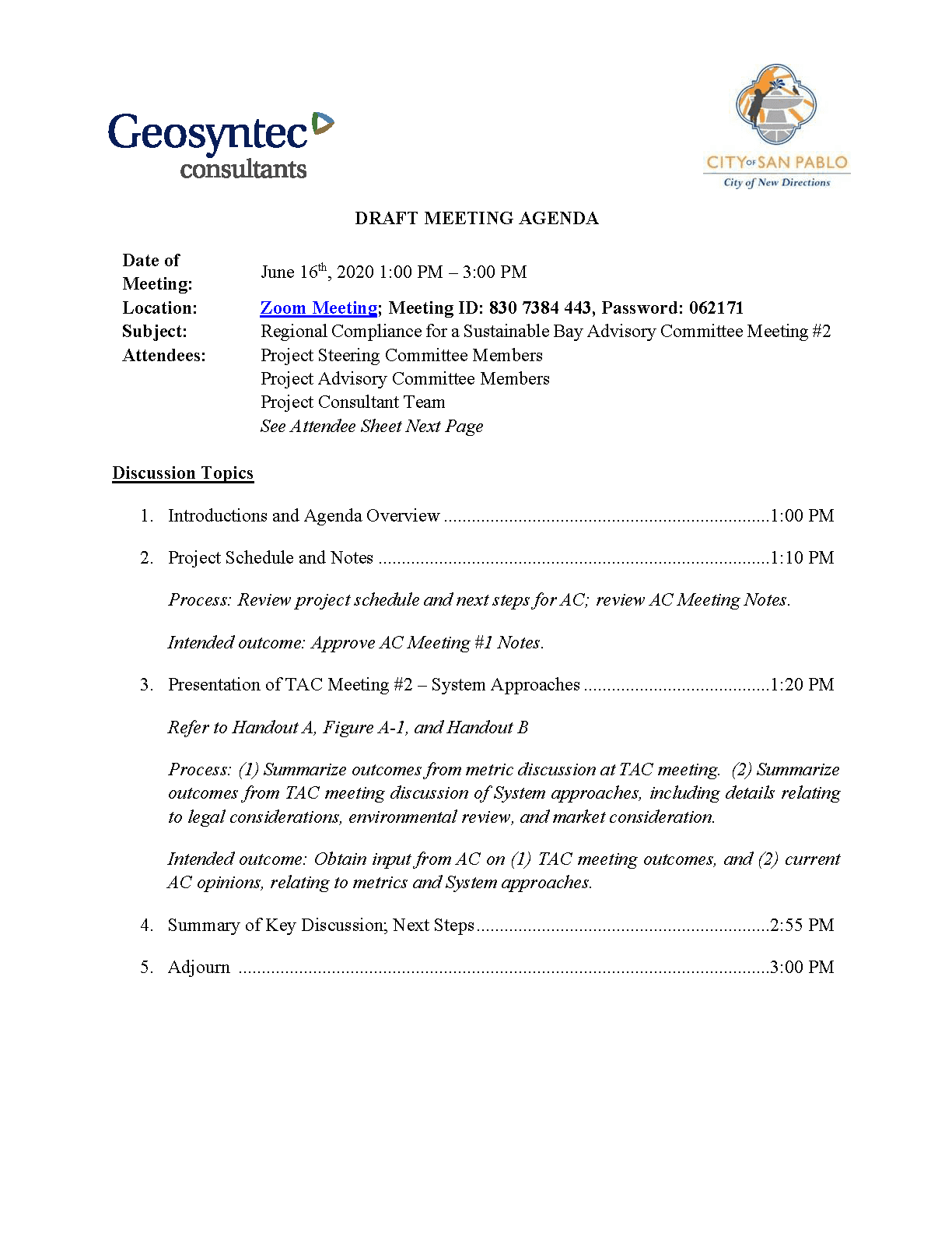 Advisory Committee #2 Meeting Agenda Opens in new window