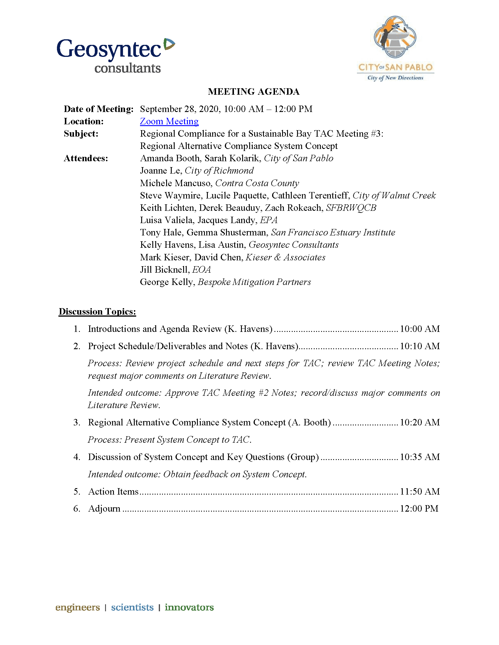 Technical Advisory Committee #3 Meeting Agenda Opens in new window