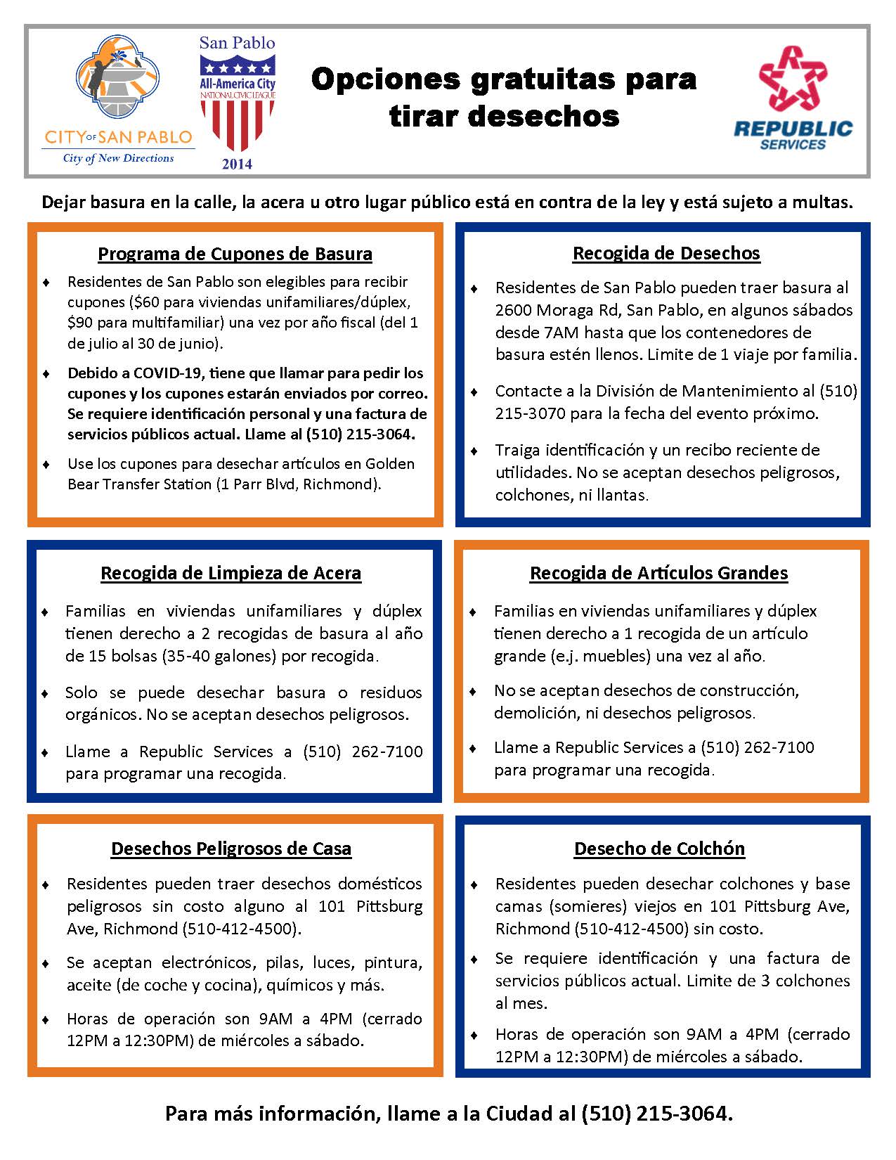 Disposal Options Brochure Spanish 2021 COVID