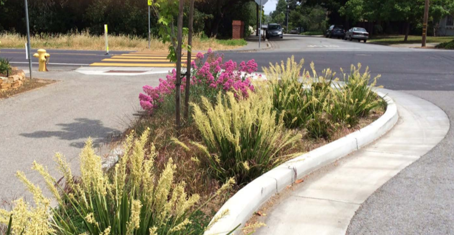 Bioswale sidewalk bulb-out example (Source: City of Los Altos)