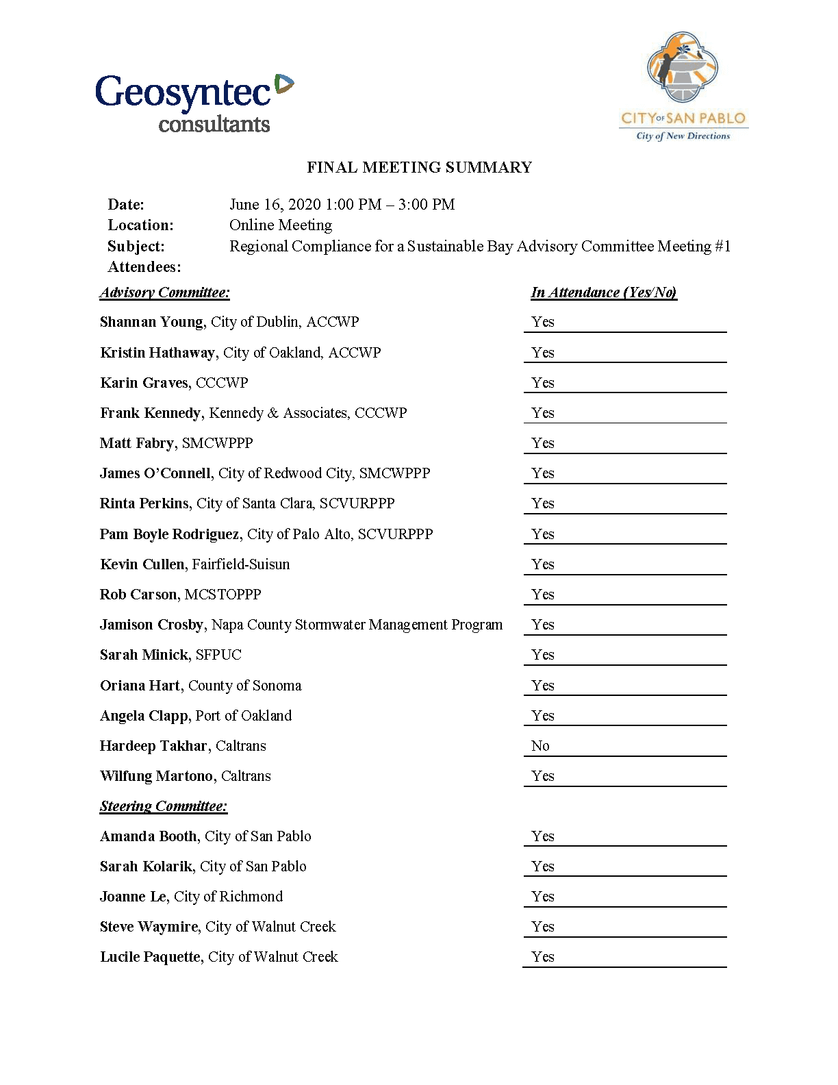 Advisory Committee #2 Meeting Notes