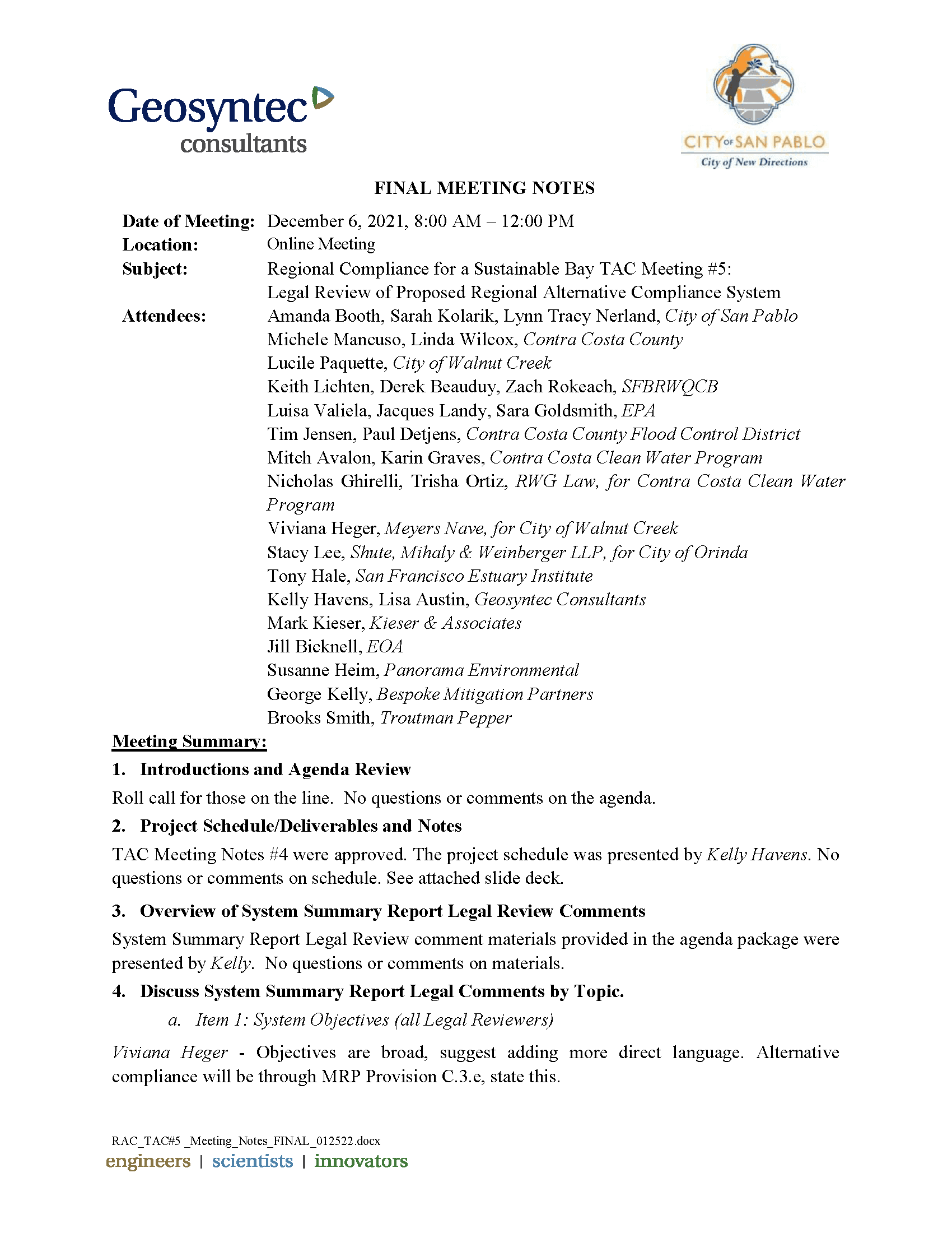 Technical Advisory Committee #5 Meeting Notes Opens in new window